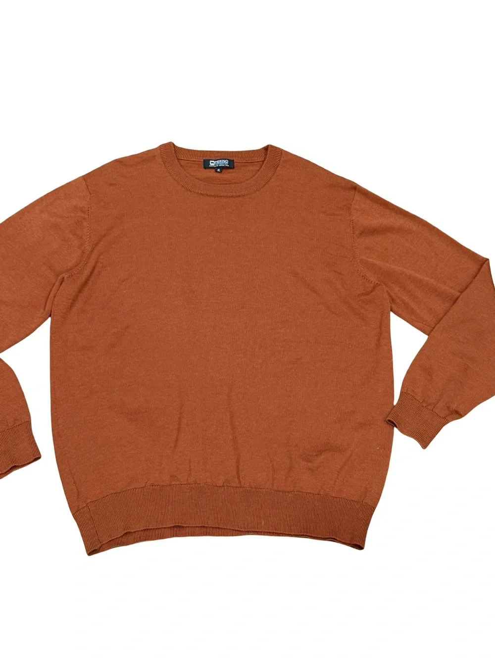 🌟 Merino Collection Australian Merino Wool Rust Orange Crewneck Sweater Size XL